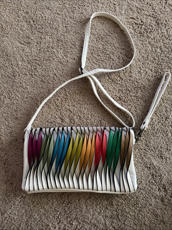 Mellow World Handbags - Mellow works White Crossbody Bag with Multicolor Woven Accent